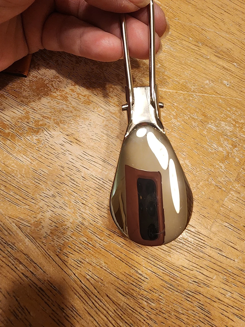vintage Gucci portable metal shoehorn housed in an embossed brown Guccissima GG